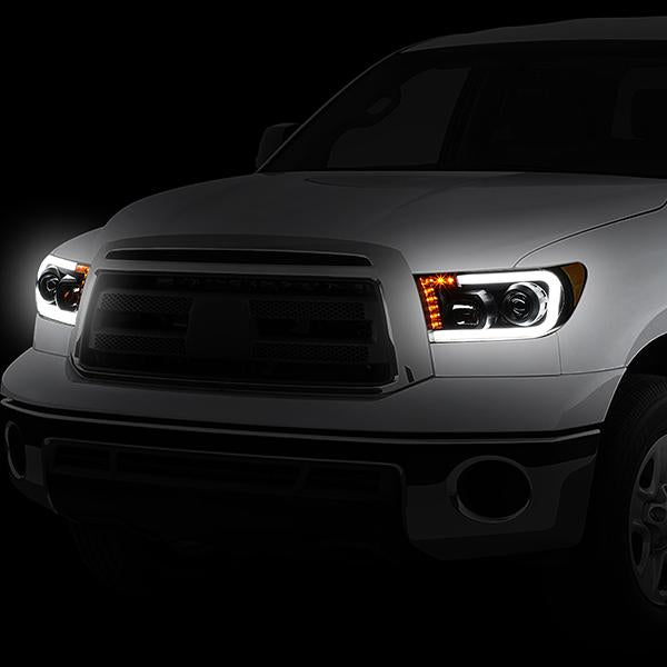 07-13 Toyota Tundra LED DRL+Turn Signal Projector Headlights - Pair - HL-LB-TT07-BK-AM - 3