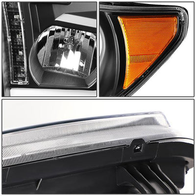 07-13 Toyota Tundra LED DRL+Turn Signal Projector Headlights - Pair - HL-LB-TT07-BK-AM - 8
