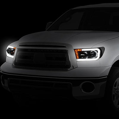 07-13 Toyota Tundra LED DRL+Turn Signal Projector Headlights - Pair - HL-LB-TT07-BK-CL1 - 3