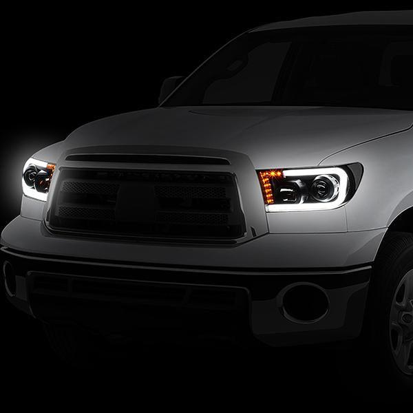 07-13 Toyota Tundra LED DRL+Turn Signal Projector Headlights - Pair - HL-LB-TT07-BK-CL1 - 3
