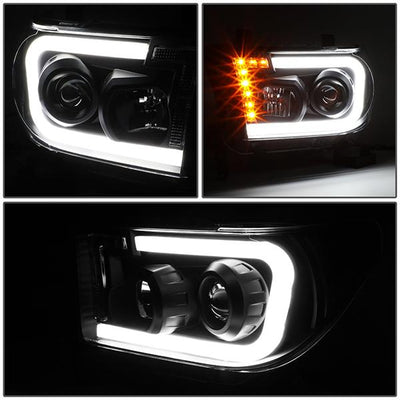 07-13 Toyota Tundra LED DRL+Turn Signal Projector Headlights - Pair - HL-LB-TT07-BK-CL1 - 4