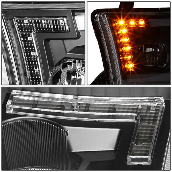 07-13 Toyota Tundra LED DRL+Turn Signal Projector Headlights - Pair - HL-LB-TT07-BK-CL1 - 6