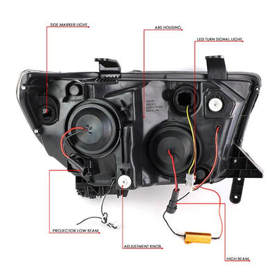 07-13 Toyota Tundra LED DRL+Turn Signal Projector Headlights - Pair - HL-LB-TT07-BK-CL1 - 10