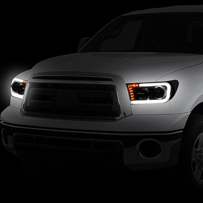 07-13 Toyota Tundra LED DRL+Turn Signal Projector Headlights - Pair - HL-LB-TT07-BK-SM-CL1 - 3