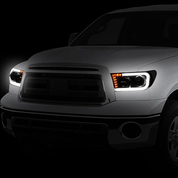 07-13 Toyota Tundra LED DRL+Turn Signal Projector Headlights - Pair - HL-LB-TT07-BK-SM-CL1 - 3