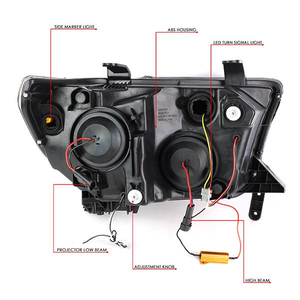 07-13 Toyota Tundra LED DRL+Turn Signal Projector Headlights - Pair - HL-LB-TT07-CH-AM - 10