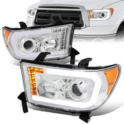 07-13 Toyota Tundra LED DRL+Turn Signal Projector Headlights - Pair - HL-LB-TT07-CH-AM - 1