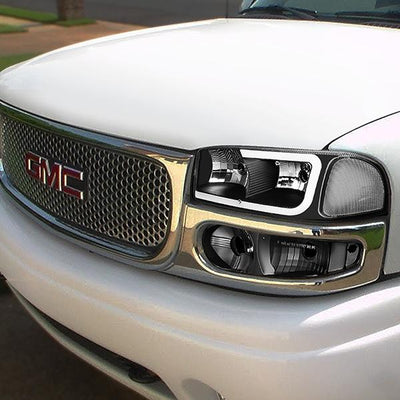 00-06 Gmc Yukon Xl Sierra Denali Headlights - LED DRL Headlight+Bumper Lamps - Clear Lens - Clear Corner - Pair - 8