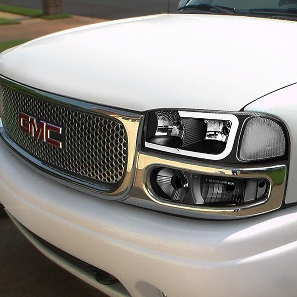 00-06 Gmc Yukon Xl Sierra Denali Headlights - LED DRL Headlight+Bumper Lamps - Clear Lens - Clear Corner - Pair - 8