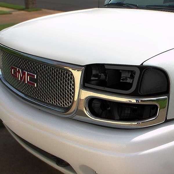 00-06 Gmc Yukon Xl Sierra Denali Headlights - LED DRL Headlight+Bumper Lamps - Smoked Lens - Clear Corner - Pair - 8
