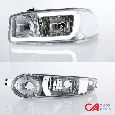 00-06-gmc-yukon-xl-sierra-denali-headlights-led-drl-headlight-bumper-lamps-clear-lens-clear-corner-pair-hl-lb2-dan99-ch-cl1 - 9