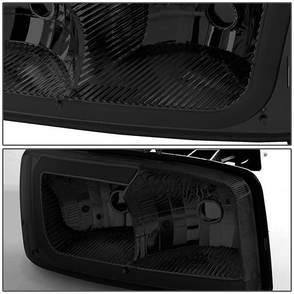 00-06 Gmc Yukon Xl Sierra Denali Headlights - LED DRL Headlight+Bumper Lamps - Smoked Lens - Clear Corner - Pair - 4