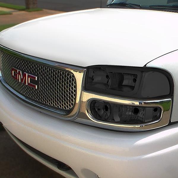 00-06 Gmc Yukon Xl Sierra Denali Headlights - LED DRL Headlight+Bumper Lamps - Smoked Lens - Clear Corner - Pair - 8