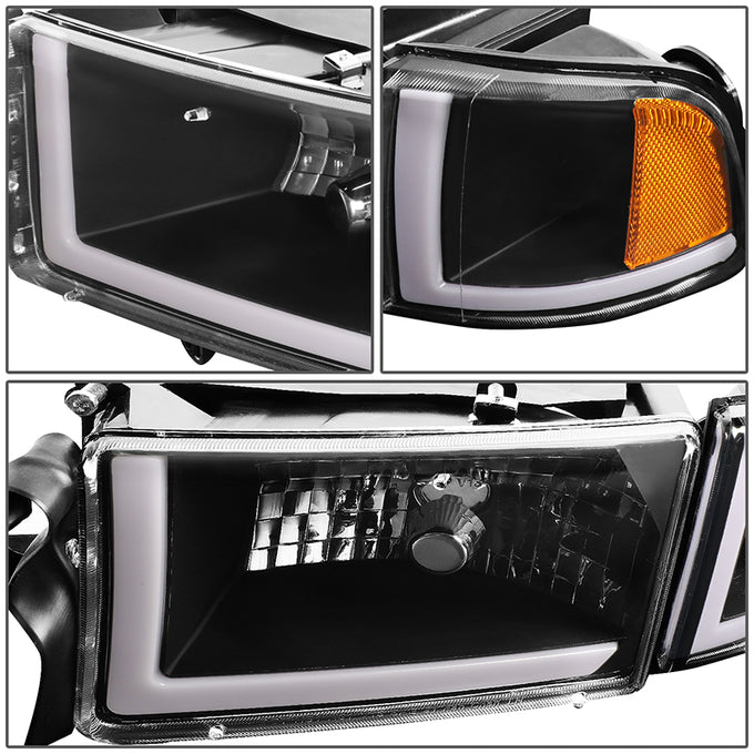 94-02-dodge-ram-headlights-led-drl-black-housing-clear-lens-amber-corner-plug-n-play-pair-hl-lb2-dr944-bk-am - 6