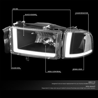 94-02-dodge-ram-headlights-led-drl-black-housing-clear-lens-clear-corner-plug-n-play-pair-hl-lb2-dr944-bk-cl1 - 4