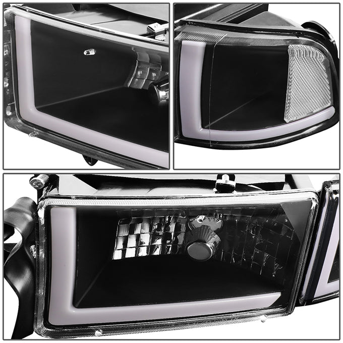 94-02-dodge-ram-headlights-led-drl-black-housing-clear-lens-clear-corner-plug-n-play-pair-hl-lb2-dr944-bk-cl1 - 6