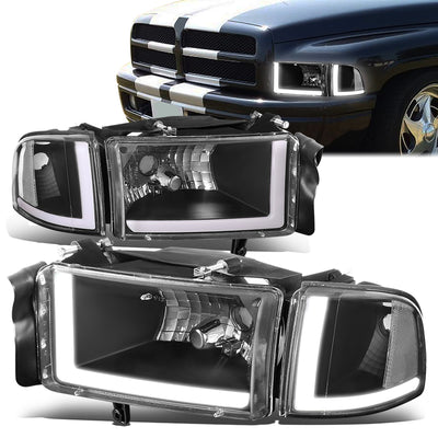 94-02-dodge-ram-headlights-led-drl-black-housing-clear-lens-clear-corner-plug-n-play-pair-hl-lb2-dr944-bk-cl1 - 1