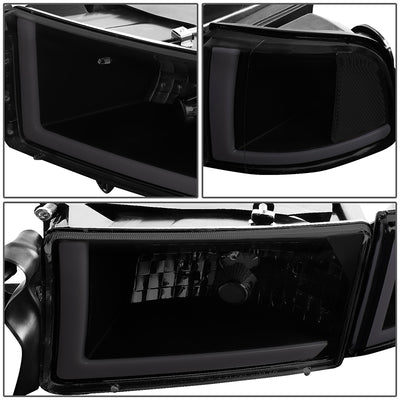 94-02-dodge-ram-headlights-led-drl-smoked-housing-smoked-lens-clear-corner-plug-n-play-pair-hl-lb2-dr944-bk-sm-cl1 - 6