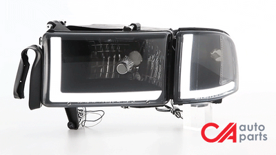 94-02-dodge-ram-headlights-led-drl-smoked-housing-smoked-lens-clear-corner-plug-n-play-pair-hl-lb2-dr944-bk-sm-cl1 - 2