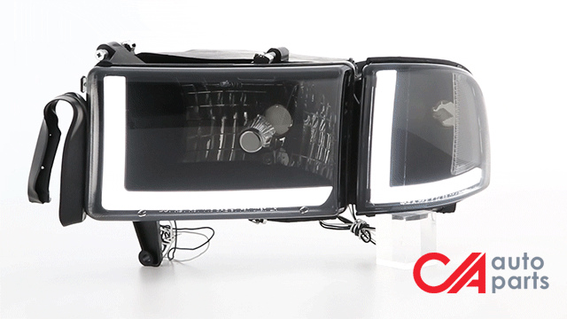 94-02-dodge-ram-headlights-led-drl-smoked-housing-smoked-lens-clear-corner-plug-n-play-pair-hl-lb2-dr944-bk-sm-cl1 - 2