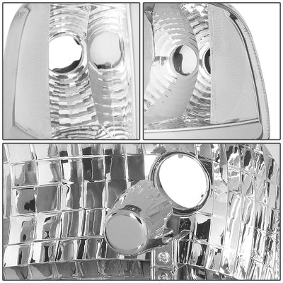 D-Motoring - 94-02 Dodge Ram Headlights - LED DRL - Chrome Housing - Clear Lens - Clear Corner - Plug-n-Play - Pair - 4