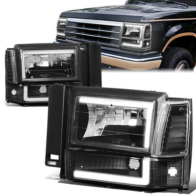 led-drl-91-94-ford-explorer-headlights-bumper-corner-lamps-black-housing-hl-lb2-fexp91-bk-cl1 - 1