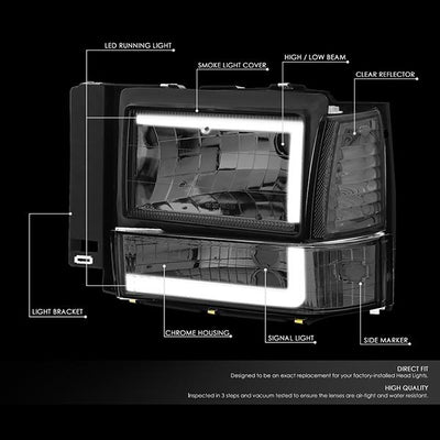 led-drl-91-94-ford-explorer-headlights-bumper-corner-lamps-smoked-lens-hl-lb2-fexp91-sm-cl1 - 2