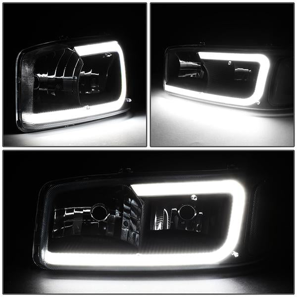 99-07 Sierra/Yukon Xl Headlights - LED DRL Headlight+Turn Signal Bumper Lamp - Clear Lens - Clear Croner - Plug-n-Play - Pair - 3