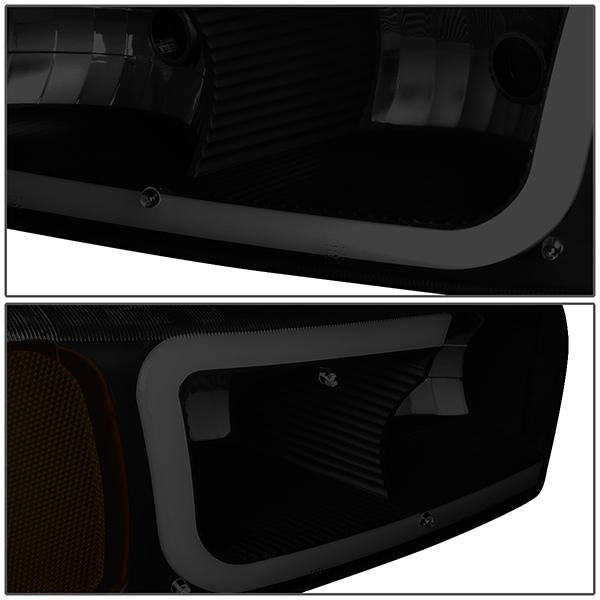 99-07 Sierra/Yukon Xl Headlights - LED DRL Headlight+Turn Signal Bumper Lamp - Smoked Lens - Amber Corner - Pair - 4