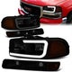 99-07 Sierra/Yukon Xl Headlights - LED DRL Headlight+Turn Signal Bumper Lamp - Smoked Lens - Amber Corner - Pair - 1