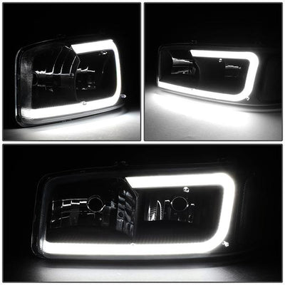 99-07 Sierra/Yukon Xl Headlights - LED DRL Headlight+Turn Signal Bumper Lamp - Smoked Lens - Clear Croner - Plug-n-Play - Pair - 3