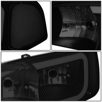 99-07 Sierra/Yukon Xl Headlights - LED DRL Headlight+Turn Signal Bumper Lamp - Smoked Lens - Clear Croner - Plug-n-Play - Pair - 5