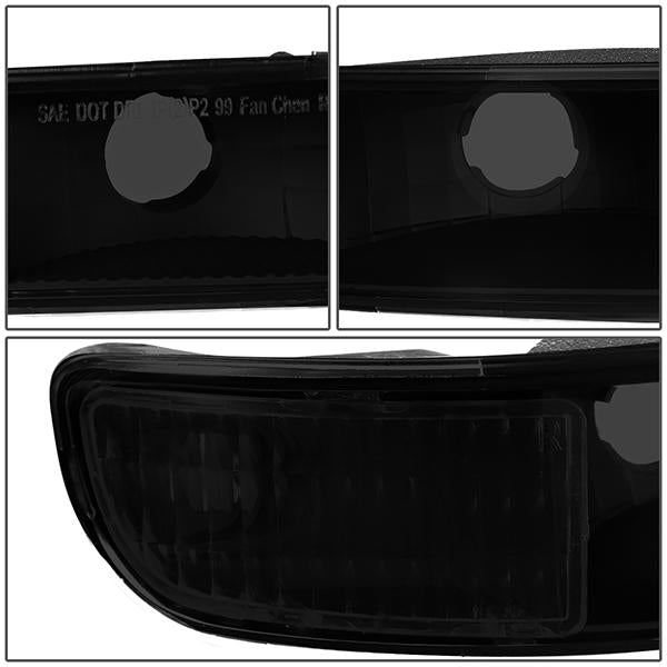 99-07 Sierra/Yukon Xl Headlights - LED DRL Headlight+Turn Signal Bumper Lamp - Smoked Lens - Clear Croner - Plug-n-Play - Pair - 6