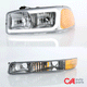 99-07-sierra-yukon-xl-headlights-led-drl-headlight-turn-signal-bumper-lamp-clear-lens-amber-croner-plug-n-play-pair-hl-lb2-sierra99-ch-am - 9