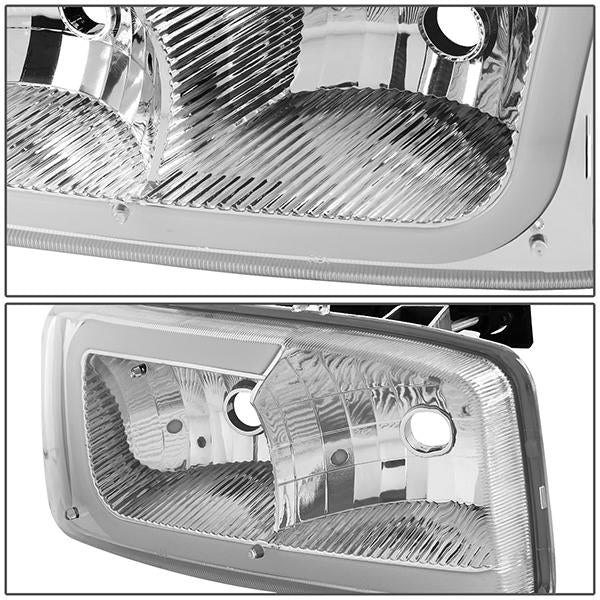 99-07 Sierra/Yukon Xl Headlights - LED DRL Headlight+Turn Signal Bumper Lamp - Clear Lens - Clear Croner - Plug-n-Play - Pair - 4