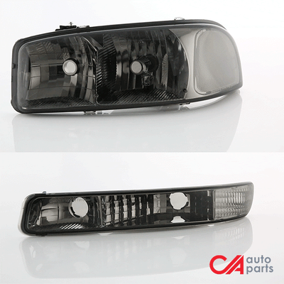 99-07-sierra-yukon-xl-headlights-led-drl-headlight-turn-signal-bumper-lamp-smoked-lens-clear-croner-plug-n-play-pair-hl-lb2-sierra99-sm-cl1 - 9