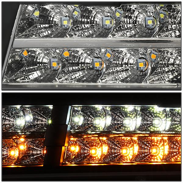 07-14 Tahoe Suburban Headlights - LED DRL+Turn Signal - Clear Lens - Amber Corner - Pair - 4