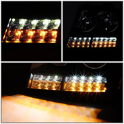 07-14 Tahoe Suburban Headlights - LED DRL+Turn Signal - Smoked Lens - Amber Corner - Pair - 3