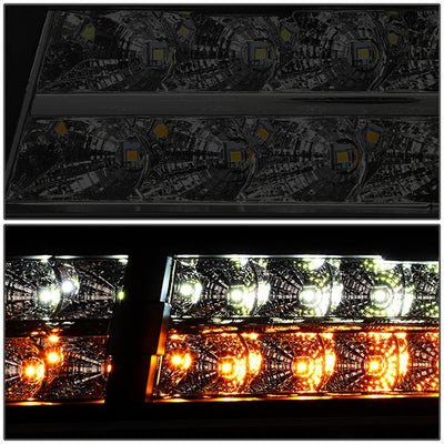 07-14 Tahoe Suburban Headlights - LED DRL+Turn Signal - Smoked Lens - Clear Corner - Pair - 4