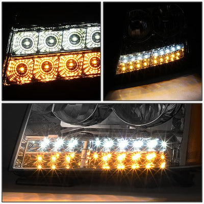 07-14 Tahoe Suburban Headlights - LED DRL+Turn Signal - Clear Lens - Amber Corner - Pair - 3