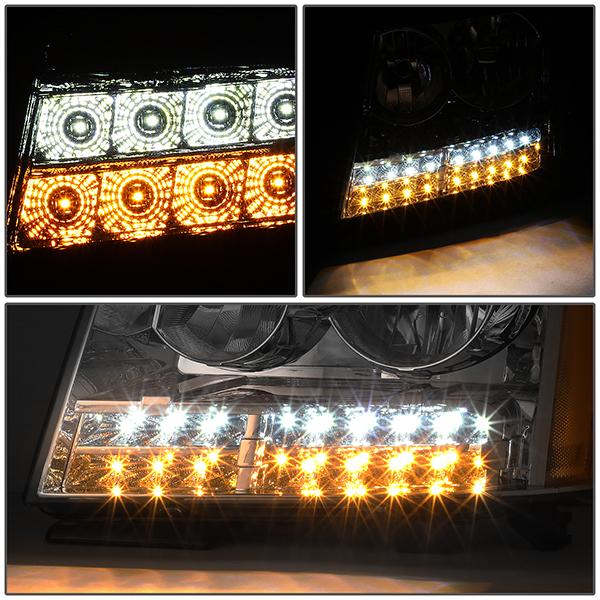 07-14 Tahoe Suburban Headlights - LED DRL+Turn Signal - Clear Lens - Amber Corner - Pair - 3