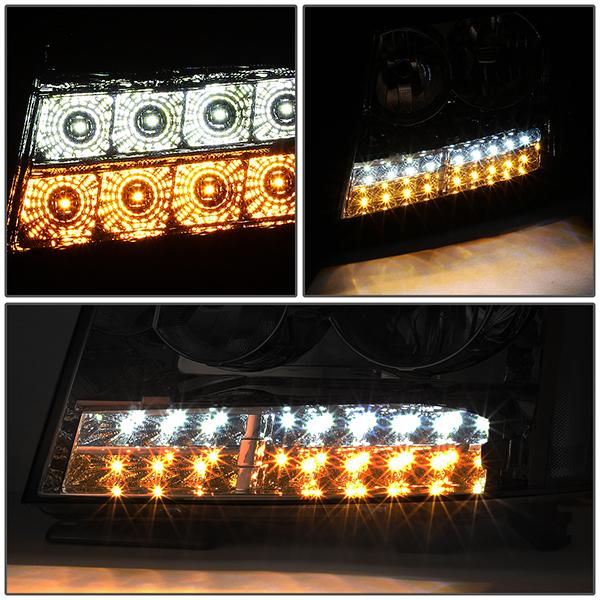07-14 Tahoe Suburban Headlights - LED DRL+Turn Signal - Smoked Lens - Clear Corner - Pair - 3