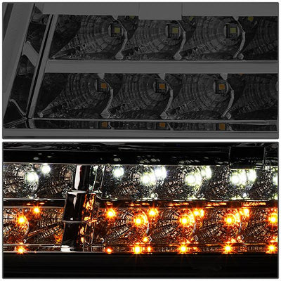 07-14 Tahoe Suburban Headlights - LED DRL+Turn Signal - Smoked Lens - Clear Corner - Pair - 4
