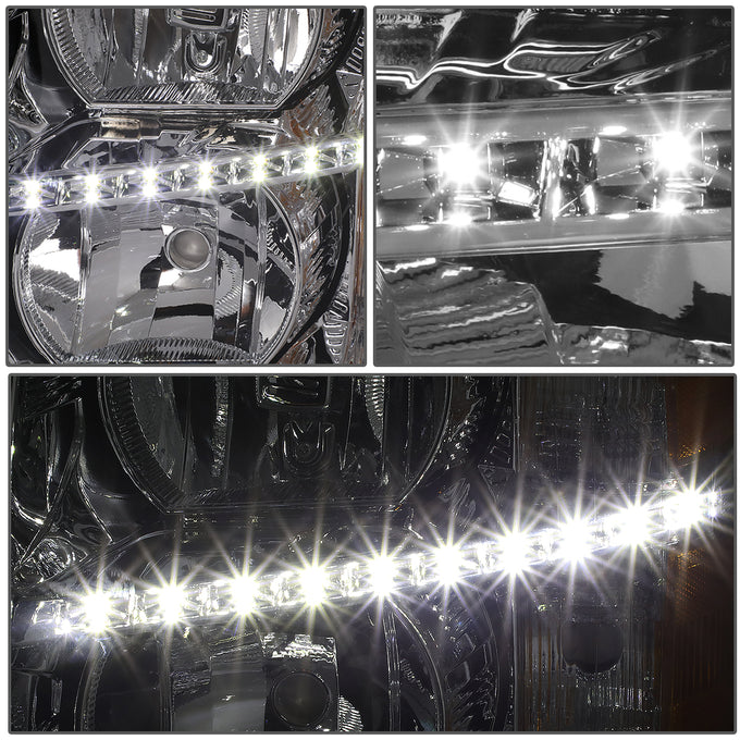 D-Motoring - 07-14 Chevy Silverado Headlights - LED DRL Strip - Clear Lens - Amber Corner - Plug-n-Play - Pair - 3