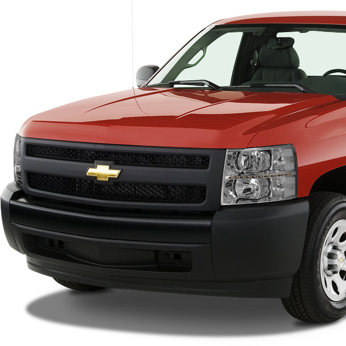 D-Motoring - 07-14 Chevy Silverado Headlights - LED DRL Strip - Clear Lens - Clear Corner - Plug-n-Play - Pair - 7