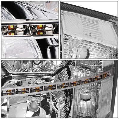 D-Motoring - 07-14 Chevy Silverado Headlights - LED DRL Strip - Clear Lens - Clear Corner - Plug-n-Play - Pair - 4