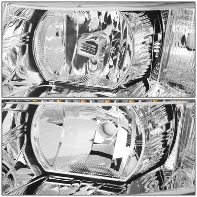 D-Motoring - 07-14 Chevy Silverado Headlights - LED DRL Strip - Clear Lens - Clear Corner - Plug-n-Play - Pair - 5