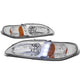 D-Motoring - Headlights - LED DRL - Chrome Housing - Amber Corner - Plug-n-Play - Pair - 94-98 Ford Mustang - 1