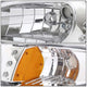 D-Motoring - Headlights - LED DRL - Chrome Housing - Amber Corner - Plug-n-Play - Pair - 94-98 Ford Mustang - 2