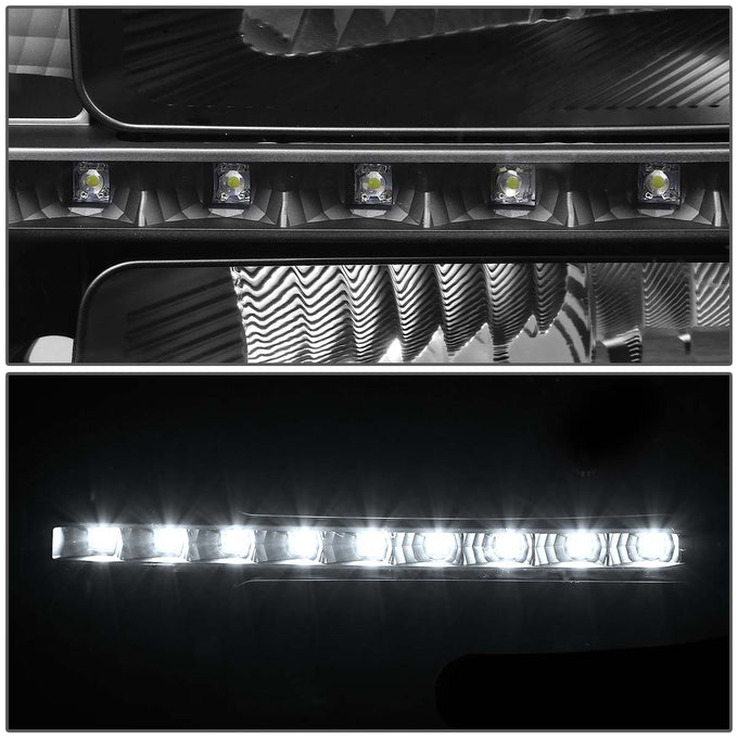 D-Motoring - Headlights - LED DRL - Black Housing - Amber Corner - Plug-n-Play - Pair - GMC Sierra 1500 / 2500 / 3500 - 3
